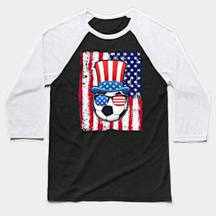 Soccer Ball American Flag 4th of July Funny Gift Baseball T-Shirt